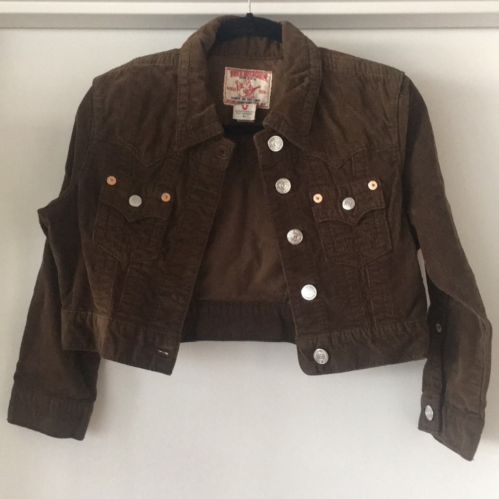 💎EUC💎 TRUE RELIGION Cropped Corduroy Jacket - Picture 1 of 6